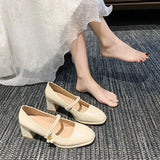 Net Red Soft Soles Do Not Tired Korean Women's Singles Shoes One-Word Buckle With A Niche Design Sense Mary Jane