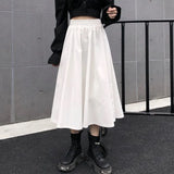 Zingj Skirt Female Autumn 2024 New Medium Long High Waist Show Thin Ins Wind Pleated A-Line Little Black Skirt-Outfit