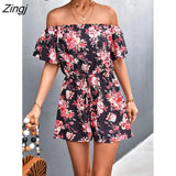 Print Rompers womens jumpsuit Summer 2022 temperament women's shorts jumpsuit fashion casual suit