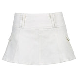 Zingj Style Age Reduction Pleated Skirt 2023 New Pocket Casual Low Waist Sexy Hot Girl Bag Hip Skirt Casual Short Skirt