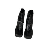 Sandals Women's 2024 New Square-Toed Open-Toed Women's Shoes Waterproof Platform Muffin Bottom Side Zipper Toe Thick-Soled