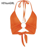 Halter Backless Sexy Crop Tank Top Women Fashion Bandage Cropped Top Woman Sleeveless Croptop Streetwear Summer