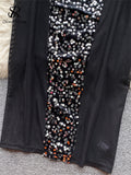 Women Sheer Mesh Dress Embroidery Sequins Slim Long Sleeve Senior Fashion Hollow Out Half High Neck Elegant Sexy
