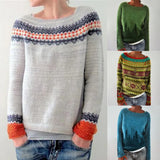Round Neck Multicolor Loose Pullover