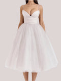 Sweetheart Neckline Strap Tulle Frill Midi Dress- Outfit