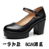 Head Shallow Mouth 8CM High Heels Waterproof Table Thick-Bottomed Cheongsam Shoes Model Show Shoes Magic Sticky Women Singles