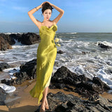 Zingj French Dress High End Collar Slit Evening Dress Double Halter