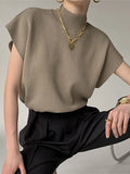 Designed Women Knit T Shirt Loose Short Sleeve Summer Pullover Korean Style Tees Fashion OL Elegant Female Tops