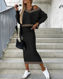 Independent Station Wish2023 Autumn And Winter New Fashionable Bat Sleeve Long Skirt With Hip Suit Skirt