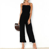 Fashion Casual Spaghetti Strap Jumpsuit Women Sexy Backless Solid Jumpsuits Ladies Sleeveless Straight Rompers