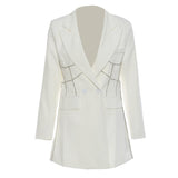 Fashion Women's Blazer New Notched Long Sleeves Solid Spliced High Waist Slim Suit Jackets Female Tide Summer 2023