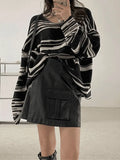 Oversized Stripe Jumper Knit Sweater- Outfit