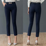 Lady Pencil Pants 2020 Women Fashion Work Wear Trousers Business Ladies Korean Style Female Black Navy blue White