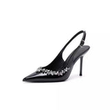 Sister Style Personality Black High Heels 2025 New Pointed Sexy Water Drill Beautiful Temperament