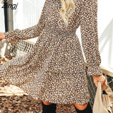 PETAL Ditsy Floral Smocked Mini Dress For Women Sexy Mock Neck Long Sleeve Party Dress 2023 Autumn Winter Female
