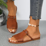 Braided With Fish Mouth Slippers Women Solid Color Wearing A Word Beach Cold