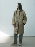 [He] Winter New Casual Round Collar Single Breasted Quilted Color In Long Cotton Coat Female H7799-Outfit