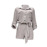 Spot 2025 Spring New Women's Pure Color Temperament Reverse Shirt Cotton