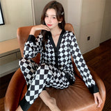Women's Pajamas Set V Neck Design Luxury Cross Letter Print Sleepwear Silk Like Home Clothes XXL Large Size
