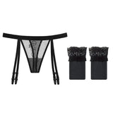 Zingj Thin Yarn Sentiment Embroidered Sling Stockings Hot Legs Show Thin Black Silk Long T Pants Garter 2072-Outfit