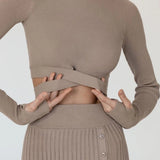 White O-neck Two Piece Set Bandage Y2K Dresses Elegant Winter Women 2022 Long Sleeve Slim Tunic Knitted Sweater