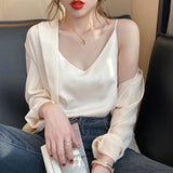 Silk Women Tops Camis Woman Satin Tank Top Fashion Lady V-Neck Camis Women Sleeveless White Tops Sexy Halter Top