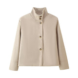 Women's Autumn New Fashion Asymmetric Blending Short Loose Coat