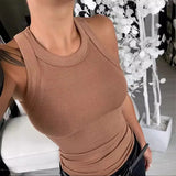 Zingj Summer New Multi-Color Printed Vest Women's Feeling Round Collar Inside The Outside-Outfit