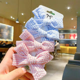 Pcs/set Cotton Dot Printed Hair Clips For Cute Girls Plaid Bowknots Boutique Barrettes Kids Hair Accessories Hairpins 2020