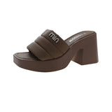 Thick Bottom One Word Cool Slippers Female 2025 Summer New Fashion Outside Wearing Slippers Thick Heel Sandals