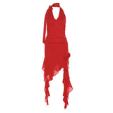 2023 Spring And Summer Women's New Trend Fashion Pure Color Sexy Bare Back Hanging Neck