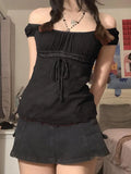 Vintage Tie Front Lace Trim Blouse-Outfit