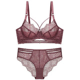 Classic Bandage Bra Set Lingerie Push Up Brassiere Lace Plus Size Underwear Set Sexy Ultra-thin Cup For Women