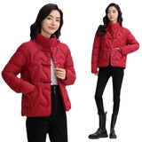 New Chinese Style 2024 Winter Retro Plate Buckle Down Cotton Jacket Women Short Fashion Standing Collar Light Cotton-Padded Clothes Women Cotton-Padded Jacket Jacket-Outfit