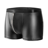 Zingj Men's Soft Matte Light Leather Boxers Sexy Open File Lederers Size Accurate No