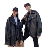 Men's Coat Leather Jacket Couple Dress Spring And Autumn Trend Handsome Loose Large-Size Locomotive Clothes Men And