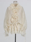 Light-Cooked Windy Sexy Lotus Leaf Side Long-Sleeved Chiffon Dress 2025 New Splicing Flower Design Short Dress Women's