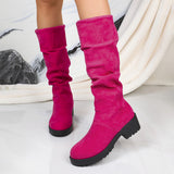 Leopard Velvet Rough And Fashion Boots Women Autumn And Winter New Fashion Wrinkles Pile