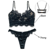Ultra Thin Lace Underwear Sets Women Bralette Push Up Brassiere Sexy Eyelash Bra French Lingerie Female Bra and Panty