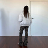 Curved Flying Cotton Jacket Boxy Loose Warm Cotton Coat Men And Women The Same Fried Street