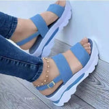 Zingj Summer New Large Size Women's Shoes Wide A Word With Sweet Wind Platform Sandals- Outfit
