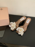 The Summer Of 2024, Detachable Flowers, Toe-Pinned Roman Sandals, Holiday Slippers, Thick Heels And Two High-Heeled Women's