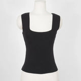 2021 Forefair Tank Tops Sexy Crop Vest Solid Harajuku Korean Female Off Shoulder Knitted Black White Summer Women