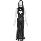 Summer Fashion Trend Women's New Solid Color Hooded Knitted Sexy Body Repair