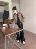 Casual Short Round Collar Baseball Jacket Korean Version Loose Show Thin Foreign Style Versatile Small Jacket Jacket Tide-Outfit