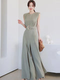 Sister Fan OL Temperament Conjoined Broad Leg Pants Summer Style Korean Temperament Show Thin Open Fork Fashion Professional