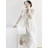 Folded Net Trousers Women Thin Fake Two Open Shirt Large Design Fashion Daily Set Of Casual