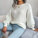 Shooting 2025 Autumn And Winter Casual Lantern Long-Sleeved Knitted Sweater Women's