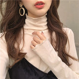 Retro T Shirt Sexy See Through Solid Color High Neck Fashion T Shirt Temperament Ladies All Match T