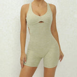 Scrunch Hollow Sport Short Jumpsuit Unitard Gym Women Romper Sexy Backless Monkeys Yoga Playsuit Female Fitness